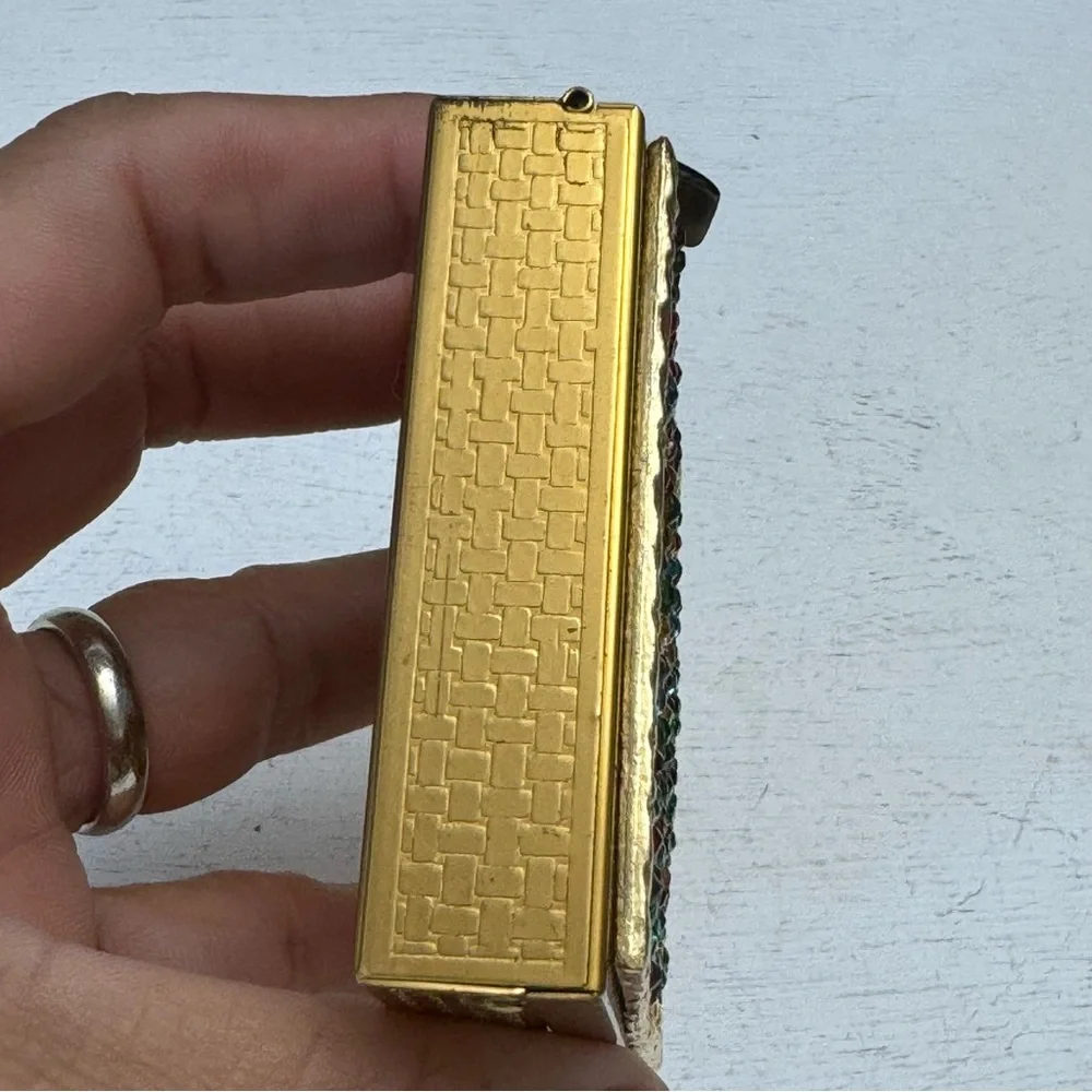 Vintage 1950s Dorset Fifth Ave Multicolor Rhinestone Compact Goldtone